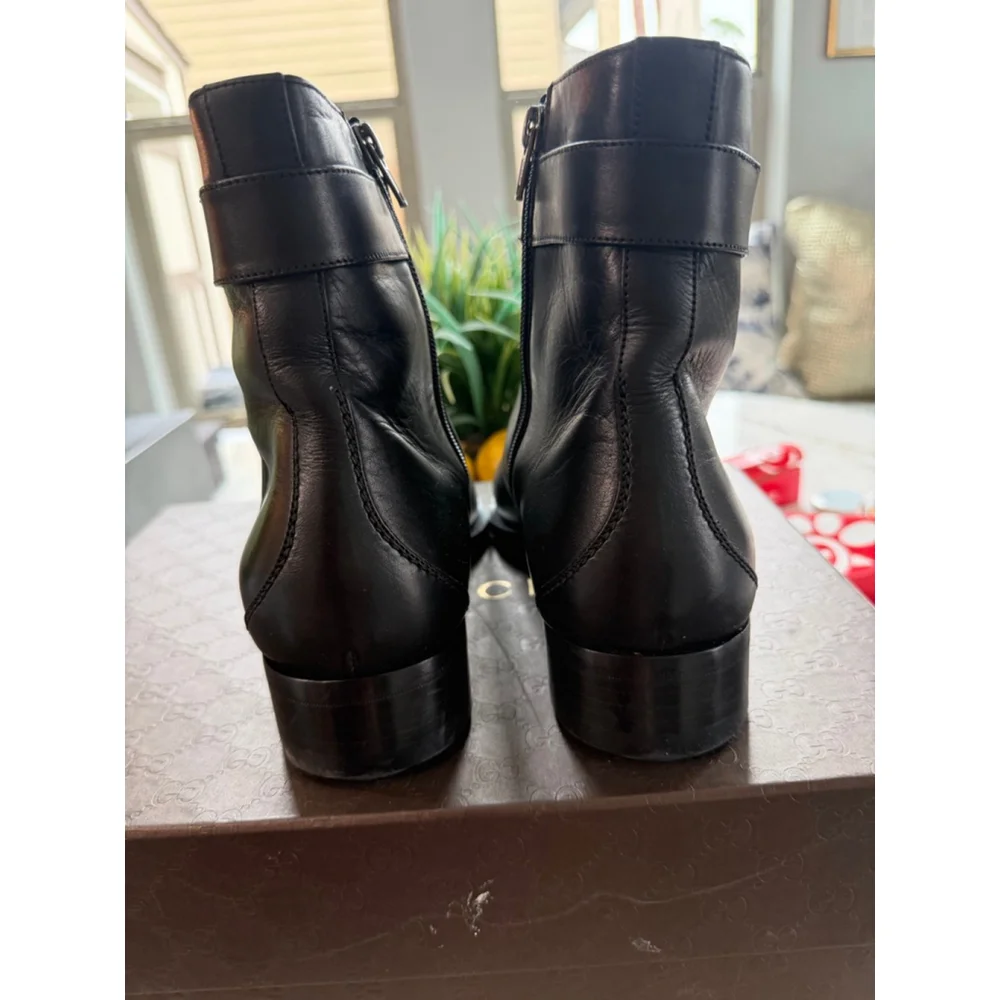 Gucci Men's Black Leather Ankle Boots, 7.5 or US 8 Men’s